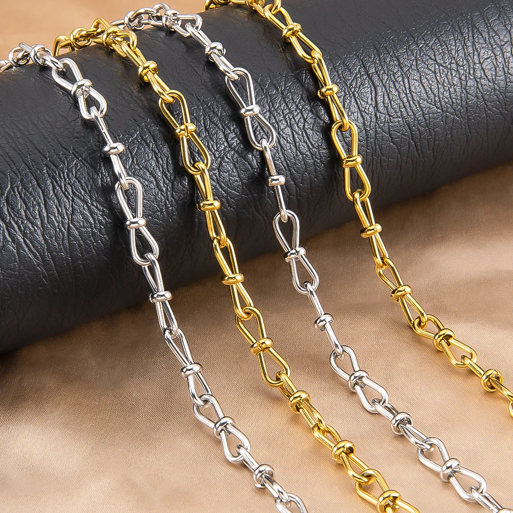 0.5/1 Meter Flat Stainless Steel Hollow Out Link Chains Bow Shaped for DIY Necklace Bracelet Jewelry Making Supplies Findings