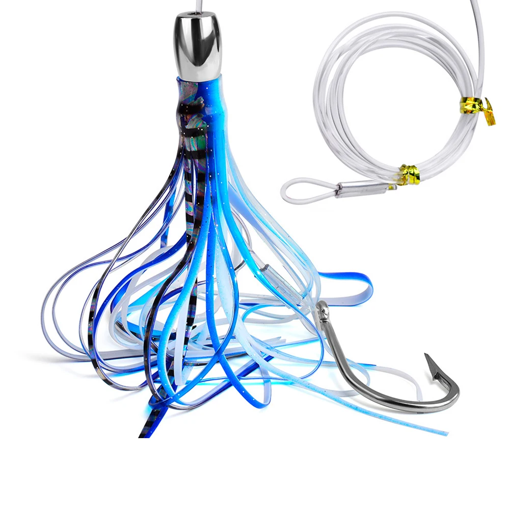 Tuna Lure Squid Skirted Lure 8 0 Fishhook Size Metal Silicone 2.35oz Weight 5 Colors Available 20cm 7.87inch Trolling