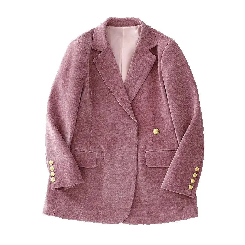 Fashion Trend High-End Beautiful Velvet Suit Jacket For Women 2024 Autumn And Winter Temperament  Blazer Coat Outerwear a578