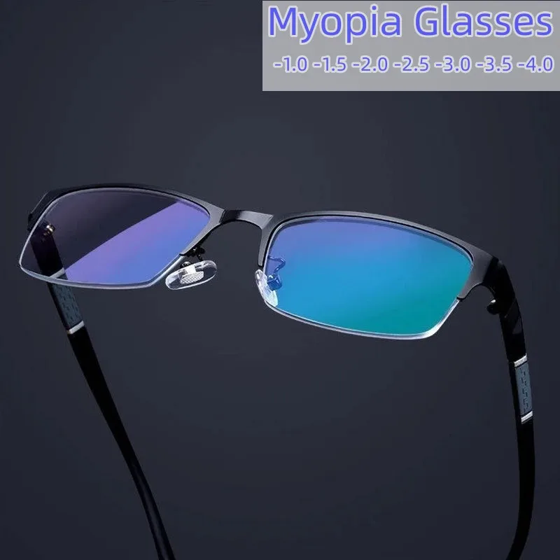 

Man Business Nearsighted Myopia Eyeglasses Classical Reading Glasses Half Frame Ultralight Myopic Eyewear Women Diopter 0 To-6.0