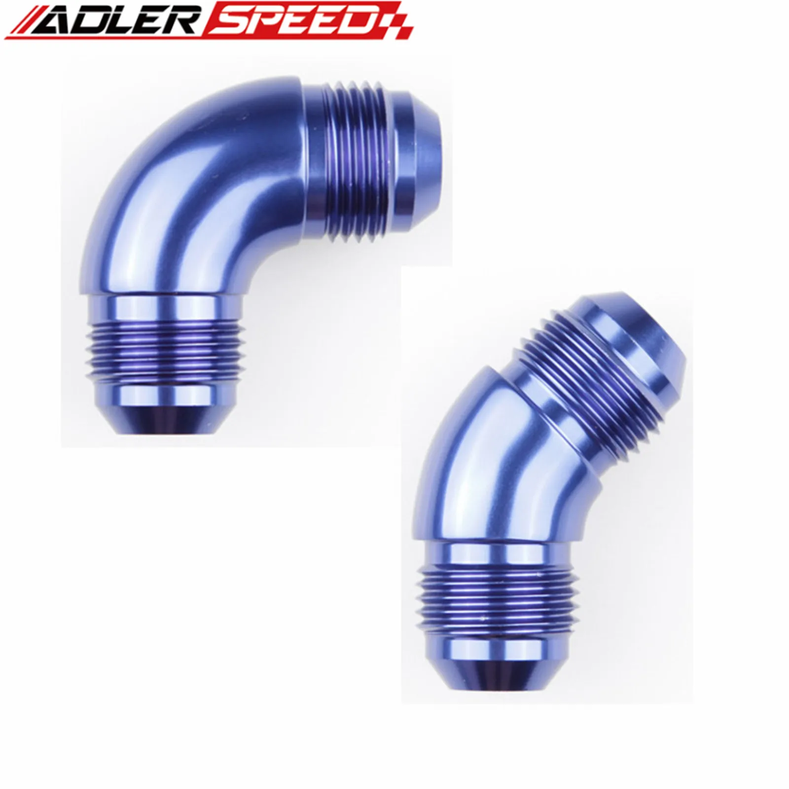 AN4 AN6 AN8 AN10 AN12 Aluminum 45/ 90 Degree Male Flare Union Full Flow Fitting Adapter Blue