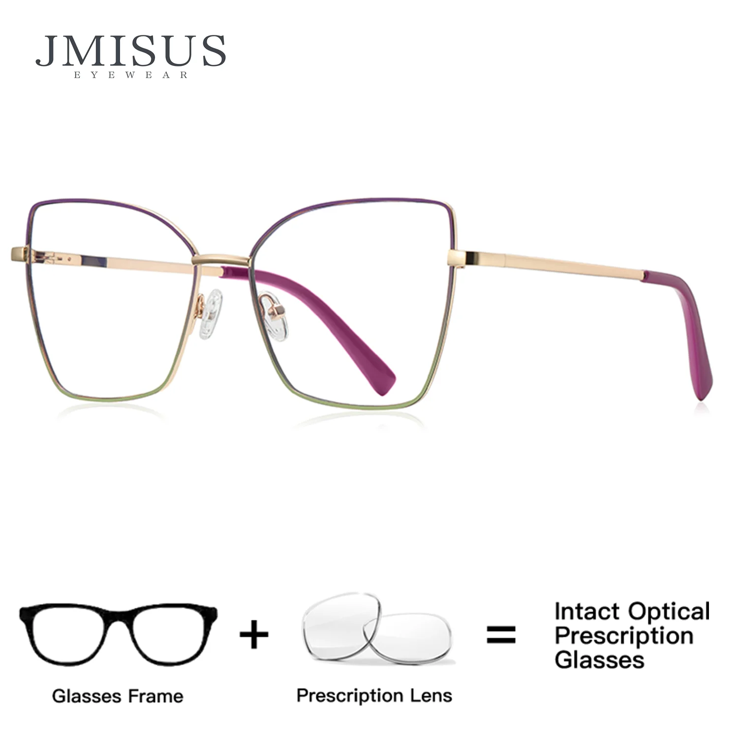 

JMISUS Business Women Square Prescription Eyewear Cat Eye Progressive Multifocal Optical Eyeglasses For Computer Reading