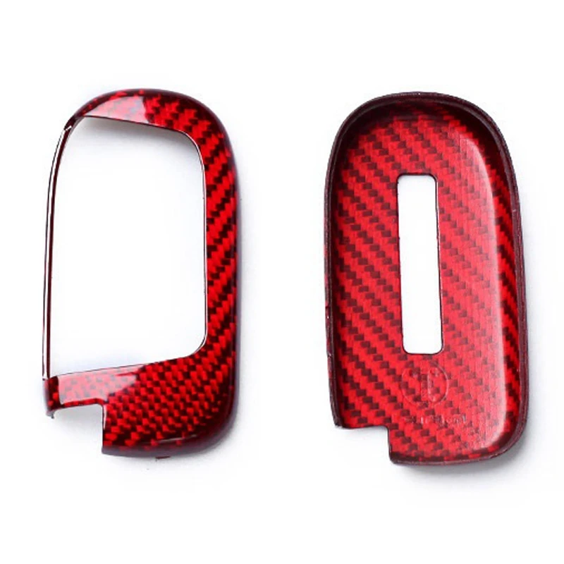 Red Carbon Fiber Key Fob Cover For Jeep Grand Cherokee Dodge Challenger SRT Hellcat SXT R/T GT Smart Car Remote Key