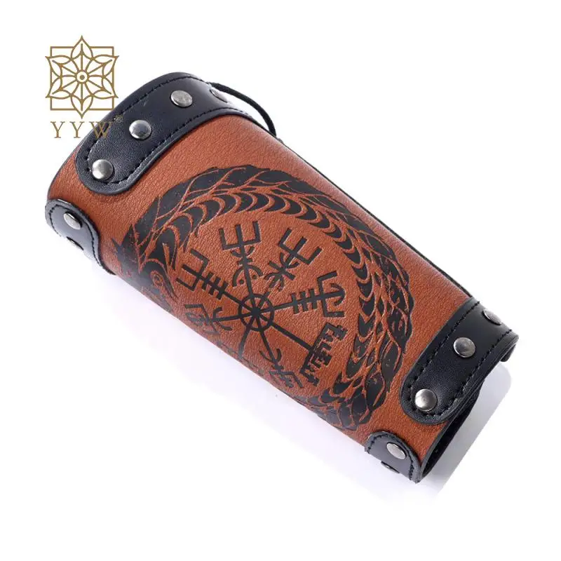 Pu Leather Gauntlet Wristband Dragon Pattern Unisex Cross String Black Steampunk Medieval Wide Bracer Lace Up Arm Armor Cuff