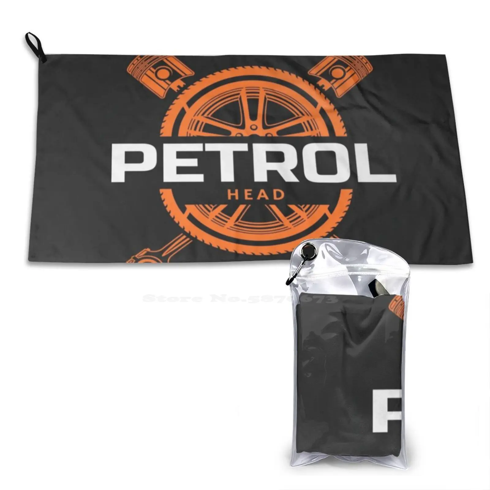 Petrol Head Car Design Sport Towels Outdoor Hiking Cycling Swimming Cars Speed Engineer Mechanic Vehicle Orange Black Funny