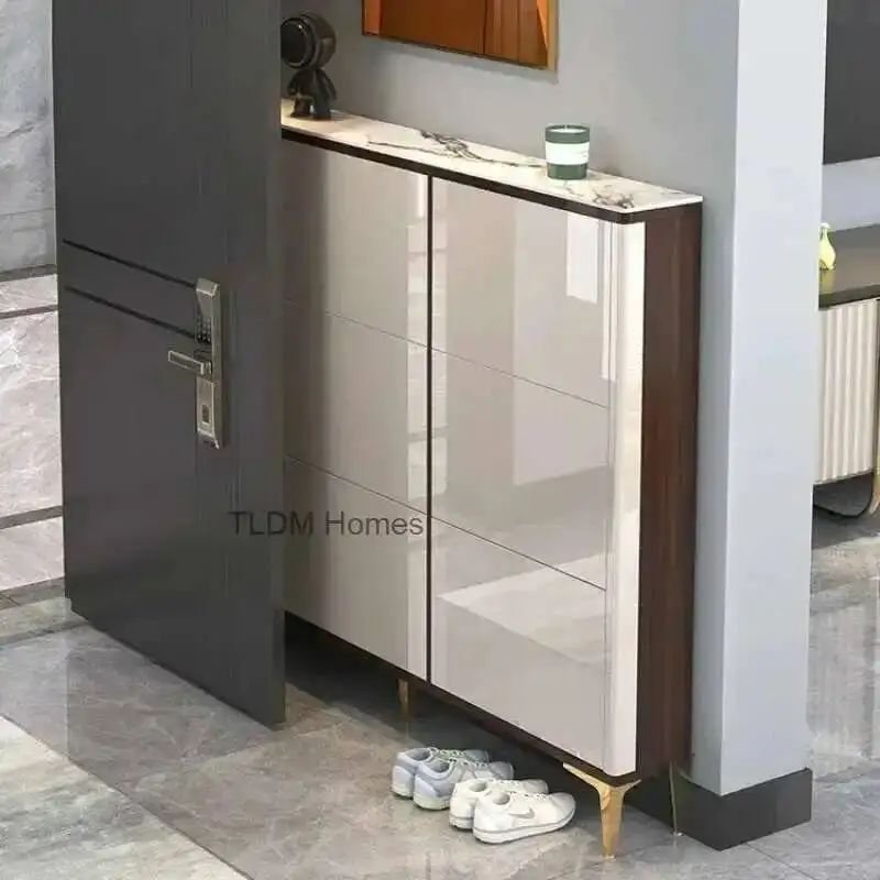 with Shoe Stool Changing Folding Shoe Rack Luxury Home Furniture Storage Entrance Ultra-thin Hallway Shoe Cabinets Shelf g