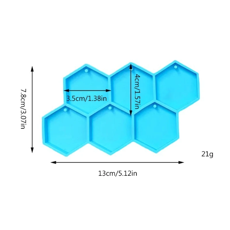 Cetakan Silikon Anting Bentuk Segi Enam 6 Rongga dengan Lubang untuk Wanita DIY Seni Kerajinan Resin Perhiasan Gantungan Kunci