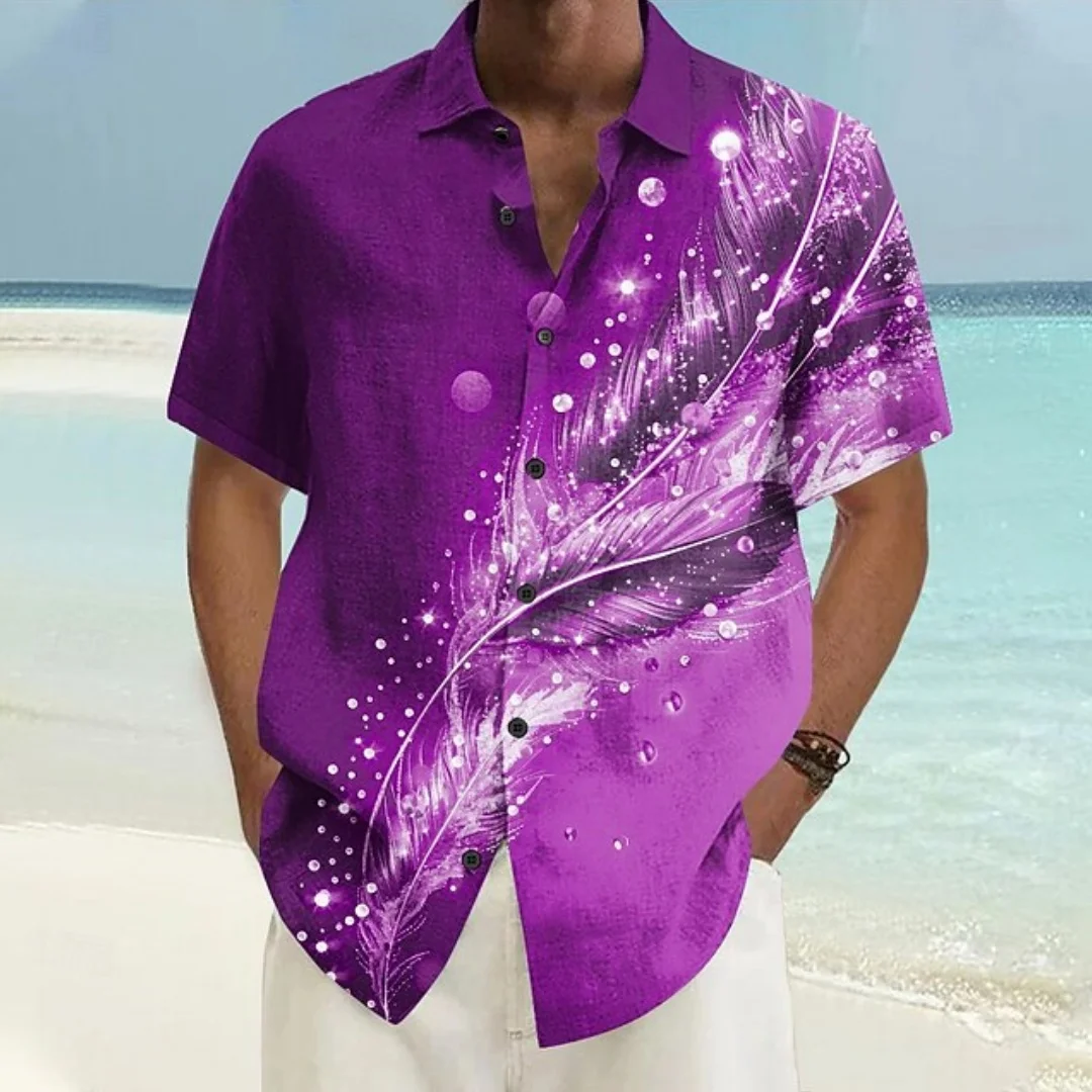 Men's Hawaiian Shirt Button Short Sleeve Top Summer Vacation Beachwear 3D Colorful Print Fashion Men's Clothing Casual Shirt