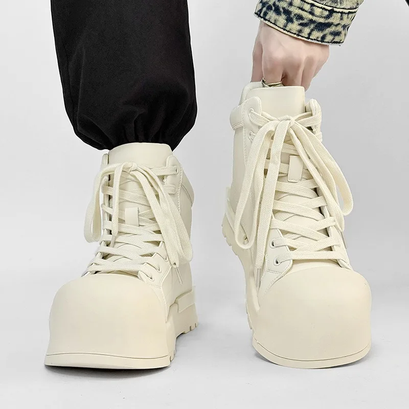 Shoes for Men Fashion Platform High Top Boots High Quality Big Head Ankle Booties Thick Sole Trendy Derby Men Boots Botas Hombre
