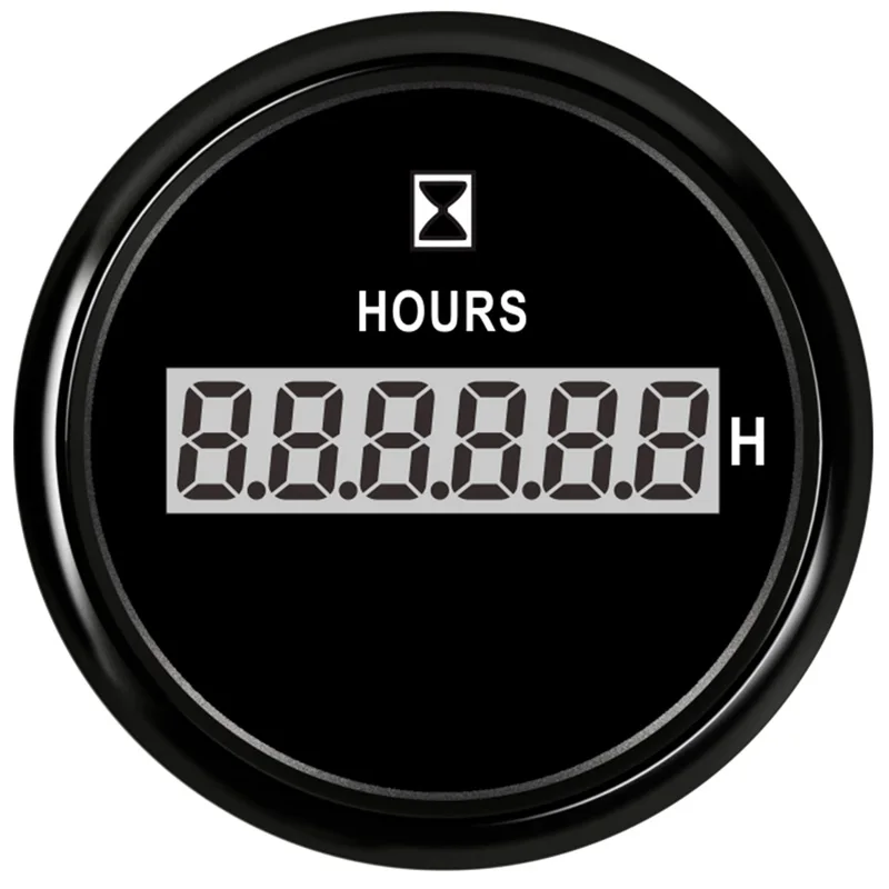 High Quality 52mm Digital Hour Meters 0-99999.9H Show Hourmeters Clock Gauges Black Time Meters with Red Backlight for Car Boat