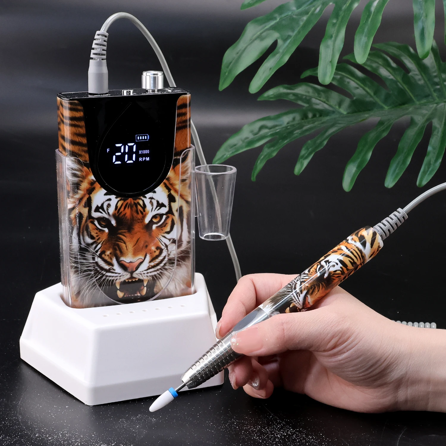 New Special Printing 35K Brushless Cordless Nail Drill Machine 35000RPM Rechargeable Manicure Electric Nail File Portable Base