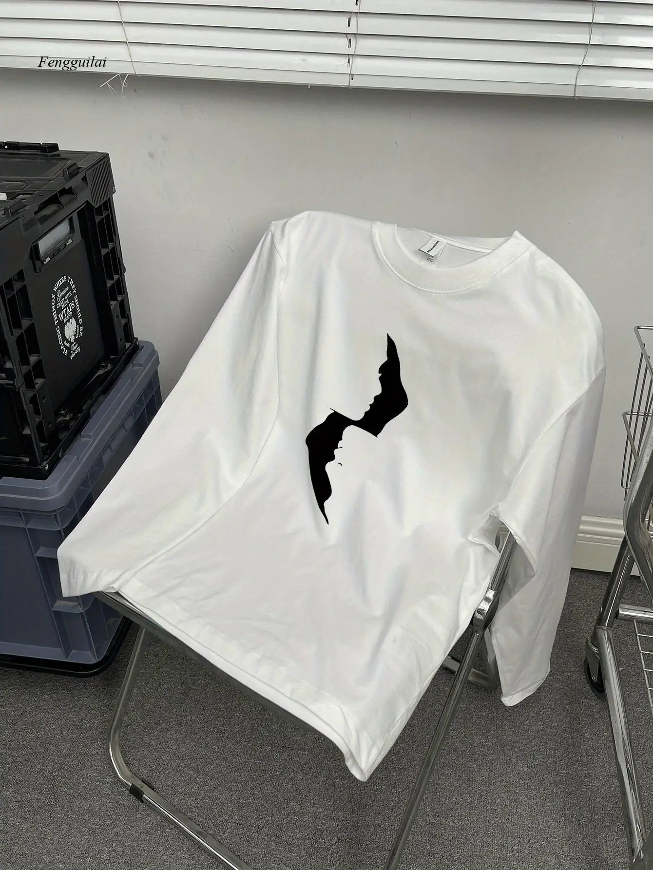 Long Sleeve T-Shirt - Black with White Graphic, Soft Everyday Casual Shirt for Fall/Winter Layering, Machine Washable