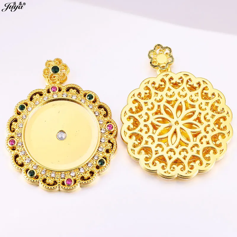 1 Stück Emaille-Kupfer-Anhänger-Cabochon-Basis 25mm Leere Fassung Schale Charms Zubehör für DIY-Halsketten Schmuckzubehör – Detail 6