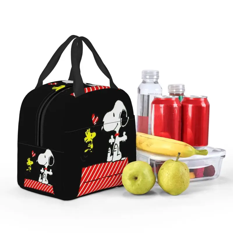 Cartone animato personalizzato Snoopy Red Stripe Disney borsa per il pranzo con isolamento termico contenitore per il pranzo riutilizzabile per la