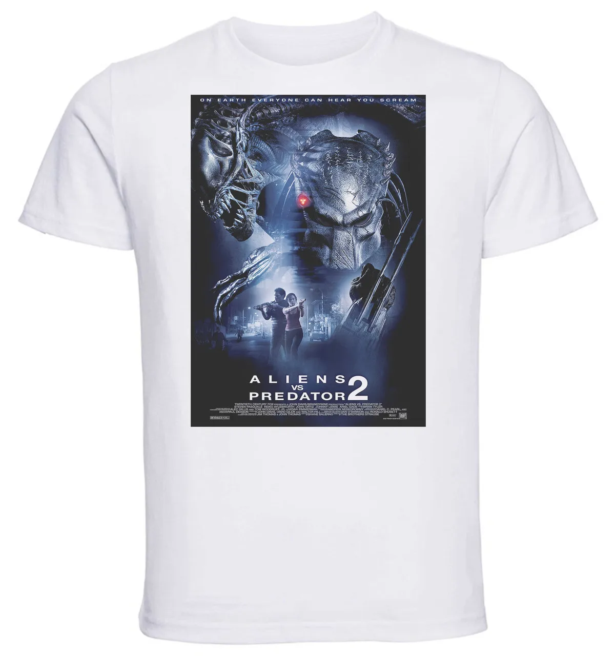 T-shirt Unisex White Playbill Film Alien Vs Predatorii