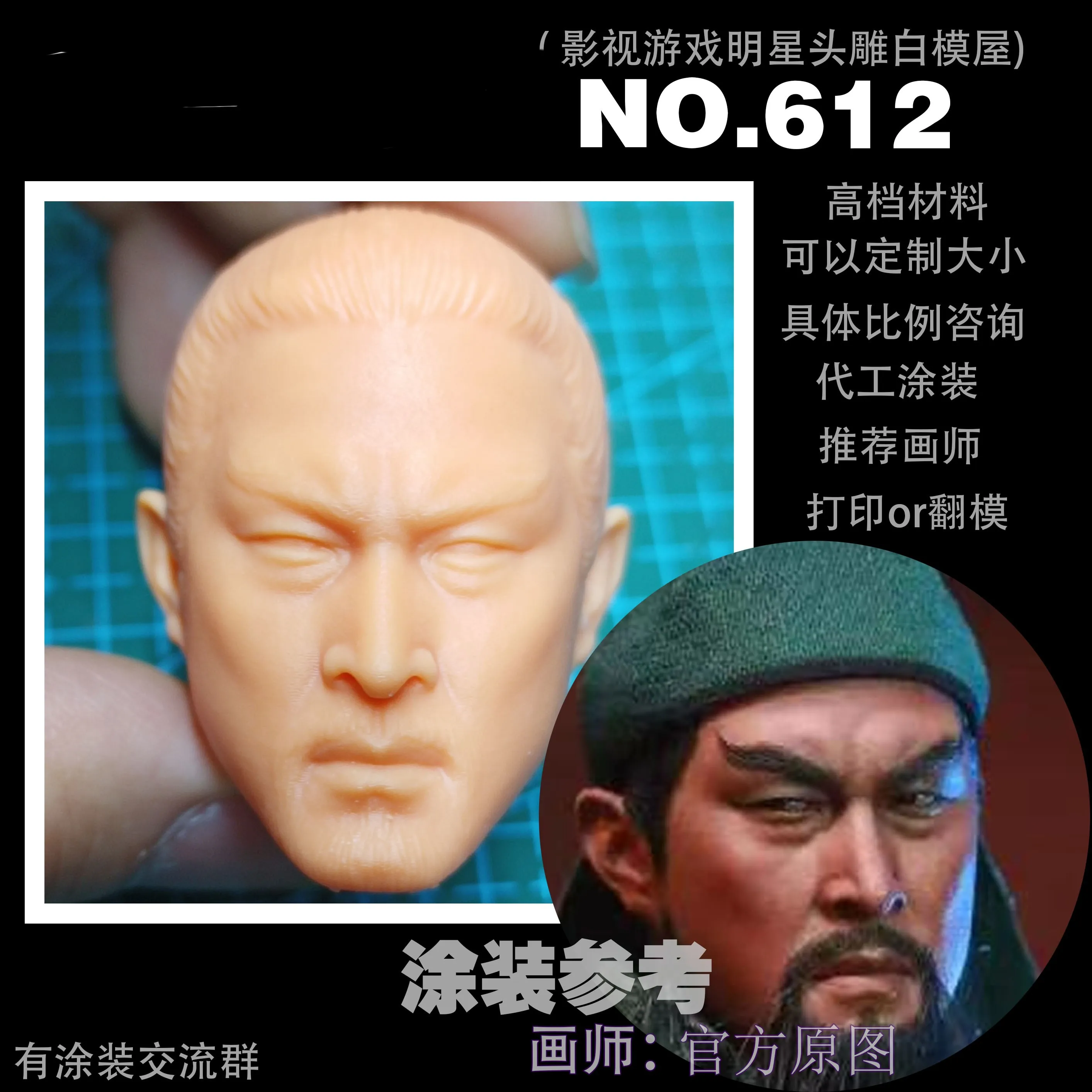 

1/6 масштаб древний солдат три королевства Гуань Юй голова скульптура модель для 12-дюймовых экшн-фигурок куклы неокрашенная голова лепка