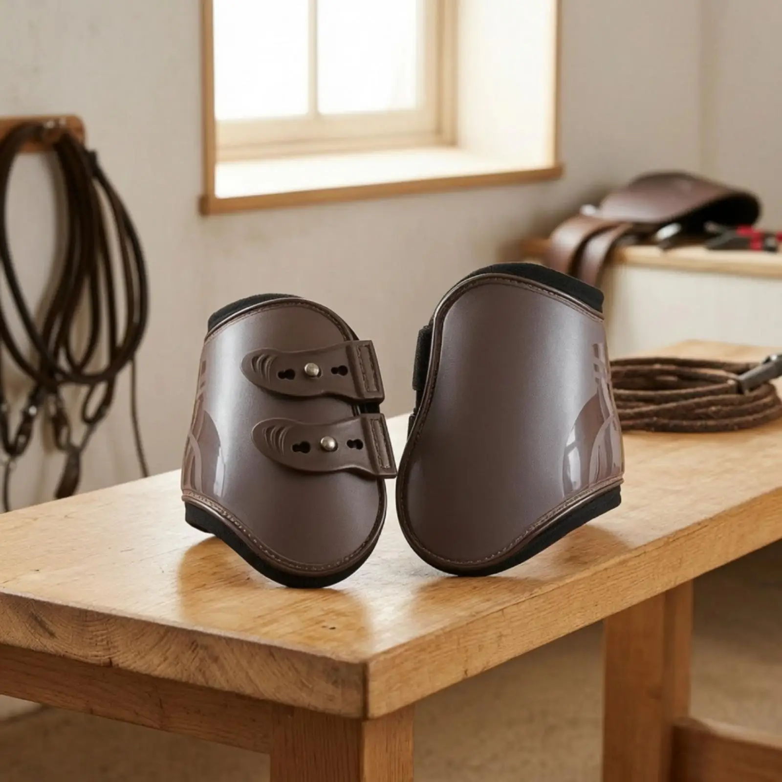 Firm Horse Fetlock Boots | PU Hard Shell, Hind Leg Boots, Padded, for Training