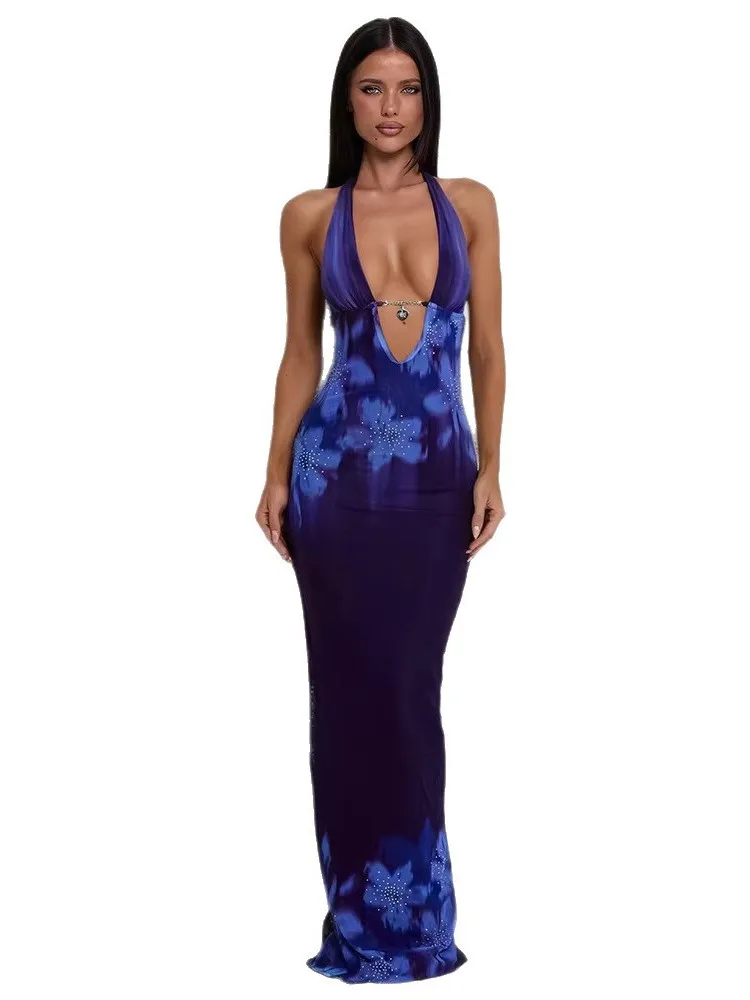 ชุดคลุมฤดูร้อนสำหรับผู้หญิง ชุดว่ายน้ำแบบผูกคอ แขนกุด เสื้อคลุมอาบน้ำ ชุดว่ายน้ำ 2026 ลายพิมพ์ใหม่ ชุดเดรสยาวสำหรับวันหยุดพักผ่อนที่ชายหาด