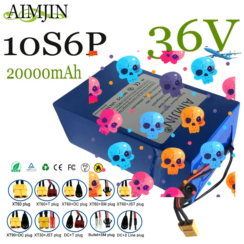 

20000mAh 36V Original 10S6P brand new 500-1000W li-ion battery, For most vehicles, supports customization of different plugs