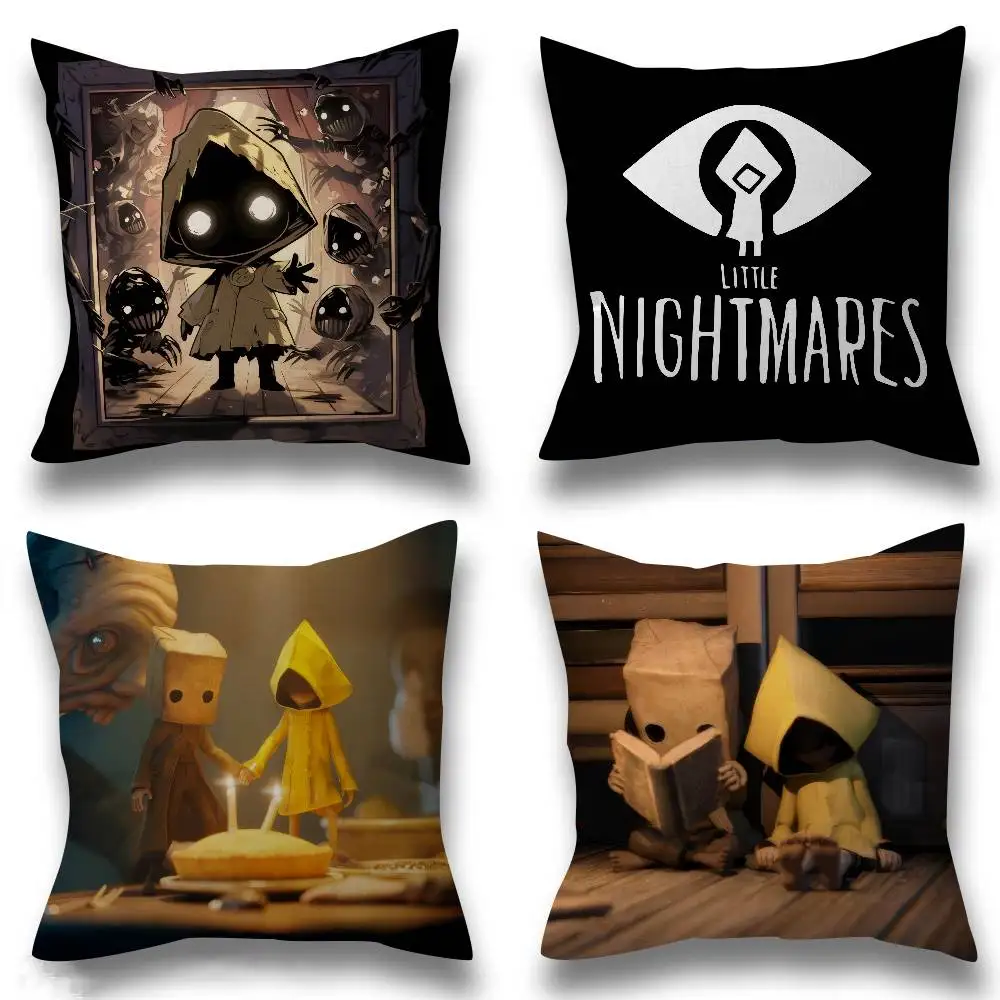 

Декоративные подушки для дома с персонализированным изображением и текстом по мотивам игры Little Horror Nightmares, подарки для дома, 45x45 см