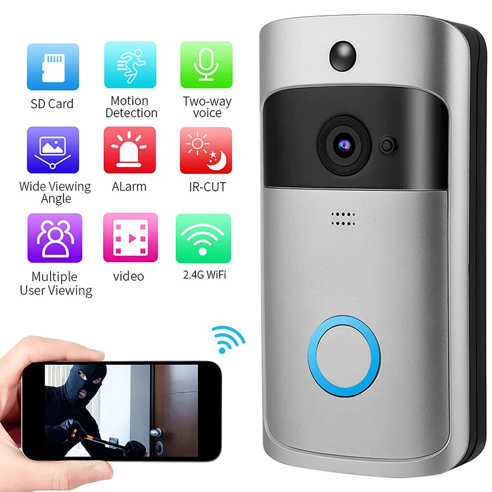 Wireless WiFi 720P HD Smart Two Way Audio Phone APP Home Security IR Night Vision Battery Powered Plastic Ring Video Doorbell