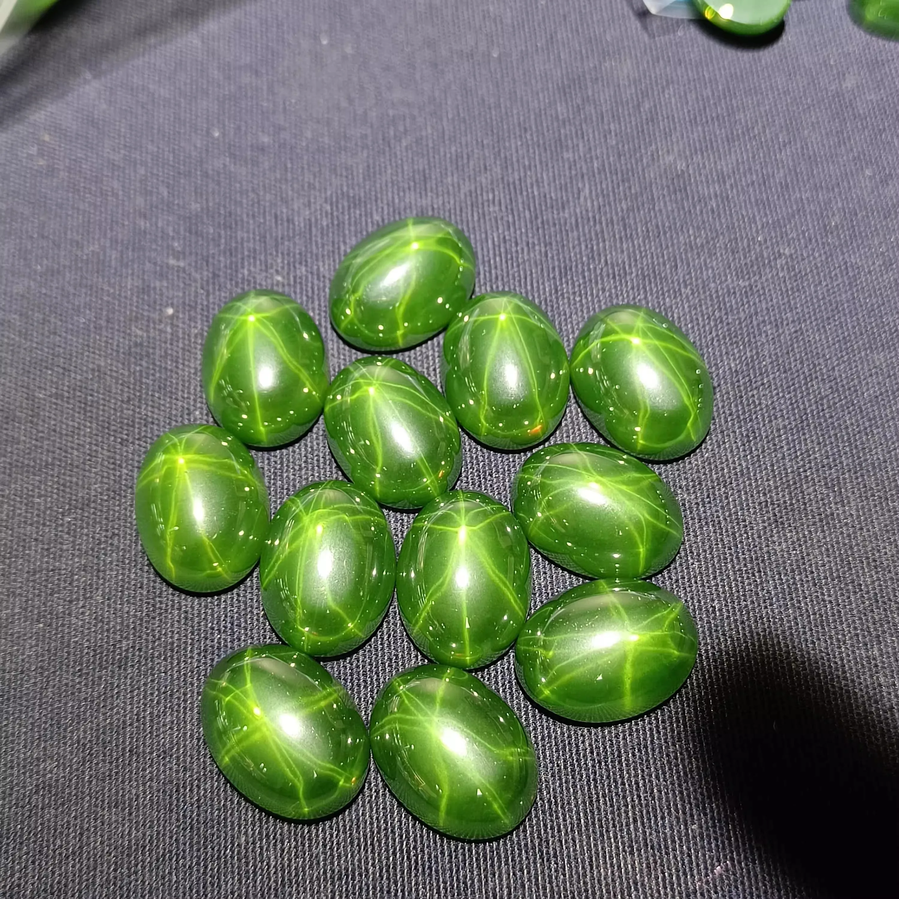 20mm green starlight cabochon stone large ring gemstone egg face men and women, main stone 18x25mm