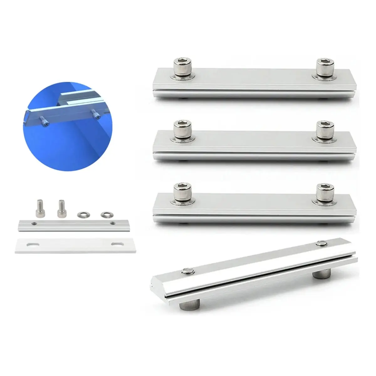 4PCS 15cm Solar Panel Aluminum Mount Rail Connector, Photovoltaic Support Rail Connector, for Connect and Fix Solar Rail