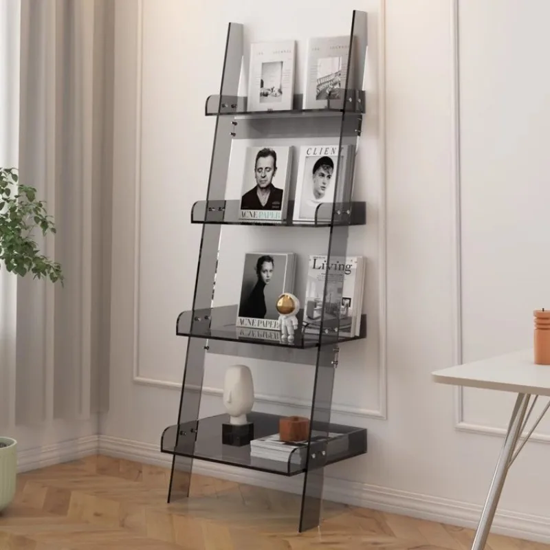 Light luxury American acrylic living room home minimalist style floor rack, simple picture book storage display magazine rack