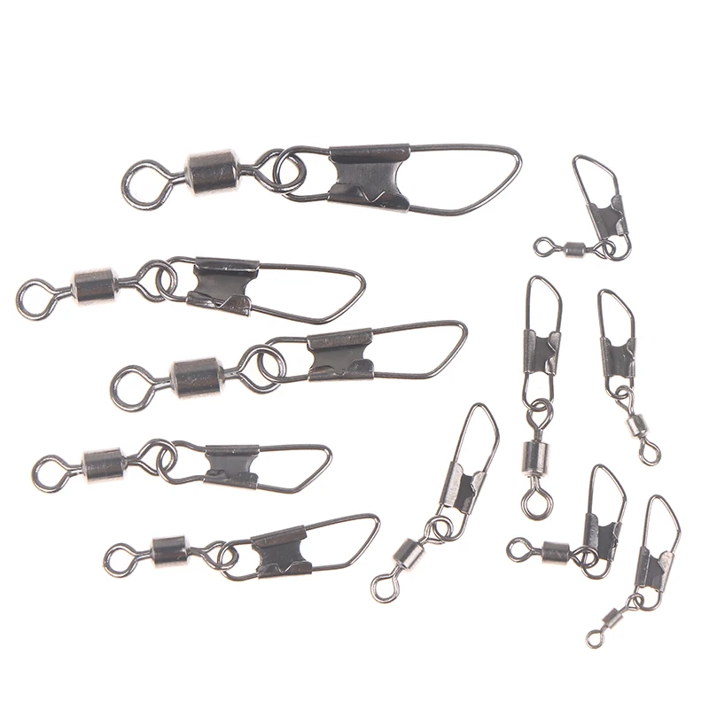 

American 50-Piece Swivel Pin Connector Hooks, Size 1#-14#, Rolling Bearing, Carp Type A Fishing Tackle