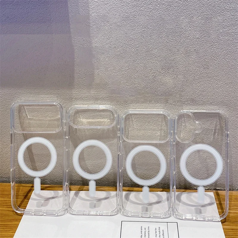 غطاء شحن لاسلكي مغناطيسي أصلي شفاف لهاتف Apple iPhone 17 Air 16 16E 15 14 13 12 Mini 11 Pro Max Plus