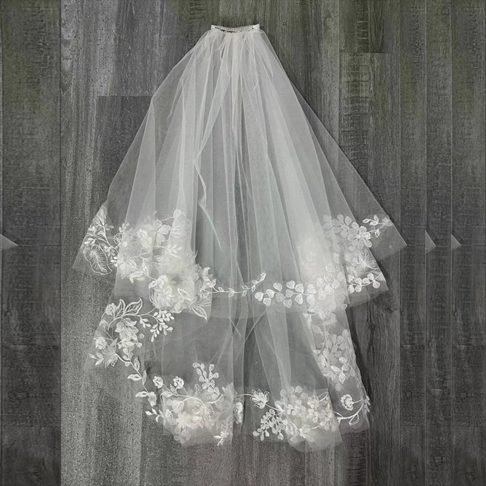

Soft Tulle Wedding Veils Bridal Veil Lace Cut Two Layer Marriage Wedding Accessories Bride to Be
