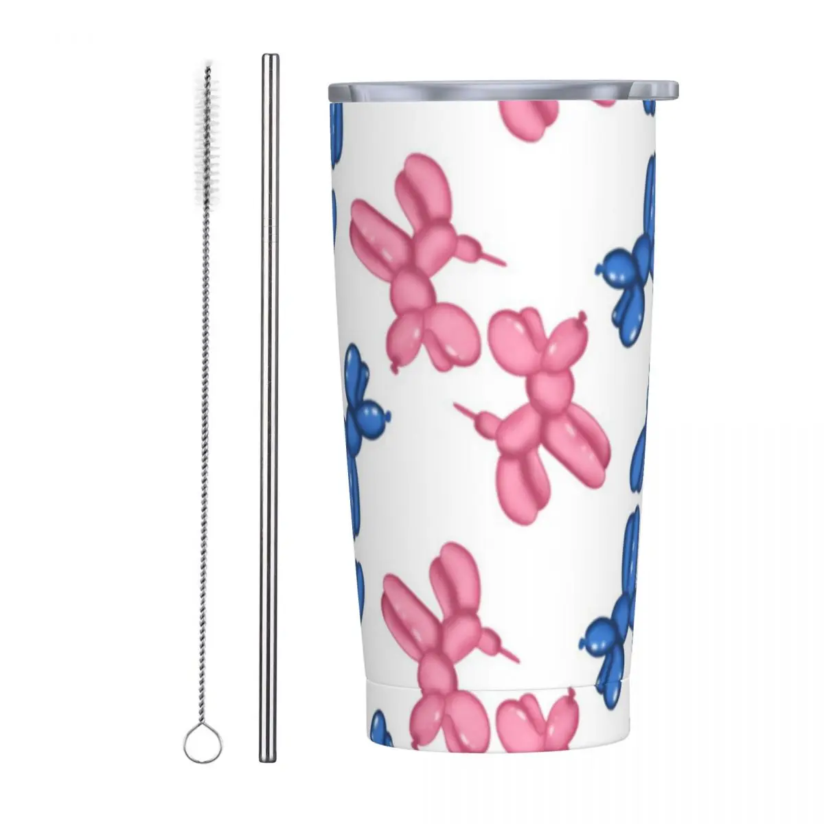 Balloon Dogs Stainless Steel Tumbler Cute Beach Thermal Cups With Straws and Lid Large Capacity Car Mugs Cold Drink Water Bottle