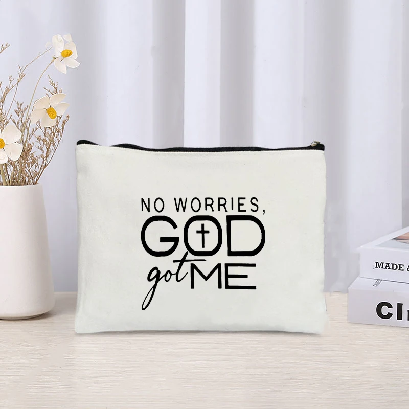 Bible Verses Canvas Pouch Travel Toiletry Cosmetic Bag Organizer New Zipper Storage Pencil Case Wallet Lipstick Makeup Bags Gift