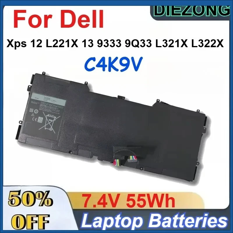 7.4V 55Wh C4K9V High Quality LI-ion Battery for Dell Xps 12 L221X 13 9333 9Q33 L321X L322X Laptop Batteries