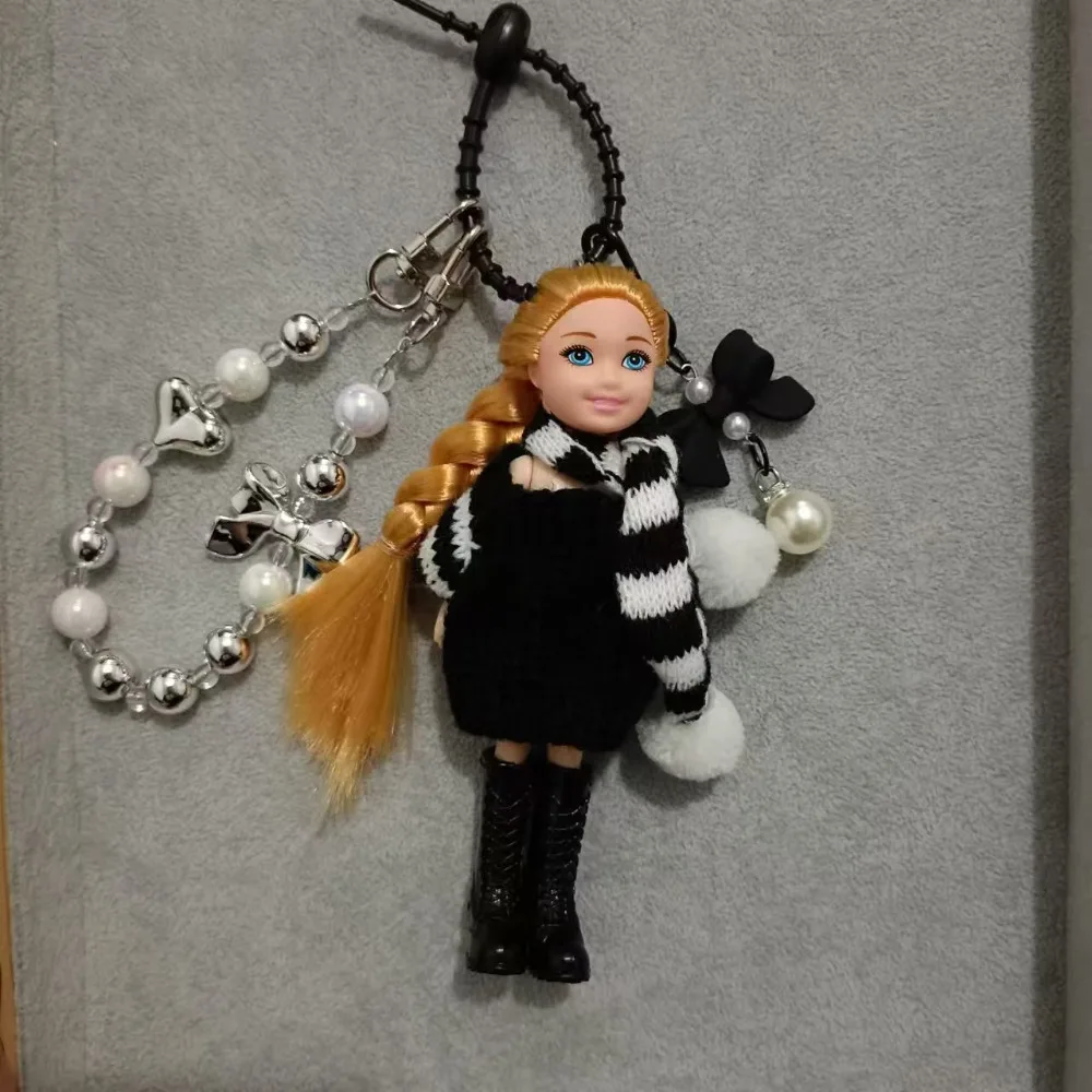 New Cute Doll Pendant Hanging Backpack Ornament DIY Change Clothes and Hair Bag Charm Car Key Ring Bag Decoratin for Barbie Doll