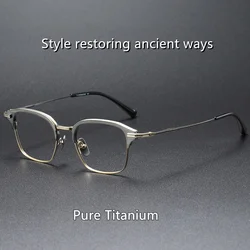 Men's Business Pure Titanium Glasses Frame Big Face Wear 150mm Size Vintage Typographer DTX142