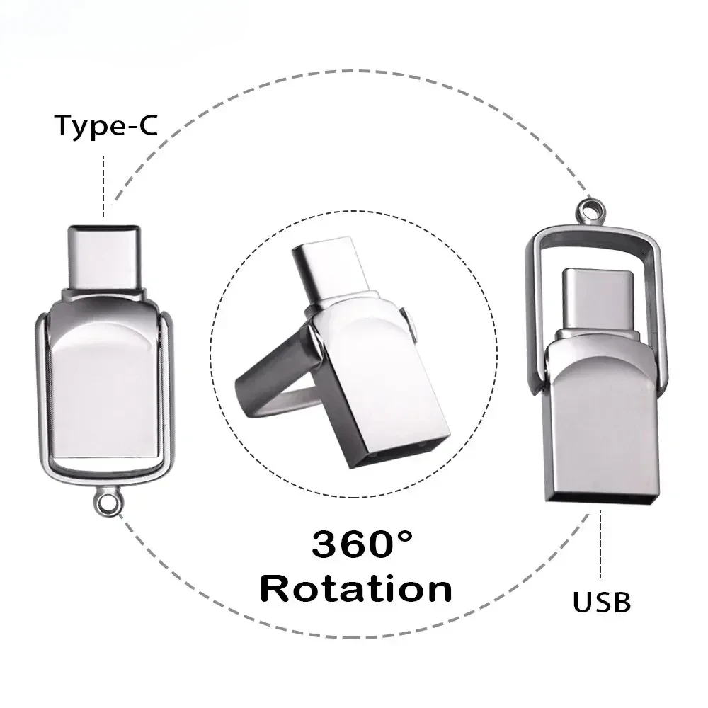 Super Mini TYPE-C USB Flash Drives 64GB High Speed Pen Drive 32GB Silver Key Chain Memory Stick 16GB Free Custom Logo Pendrive