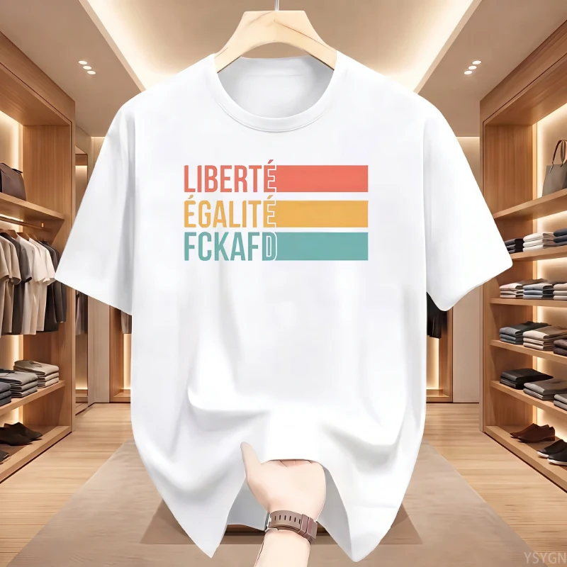 T-shirt unisexe Liberte Egalite pour hommes et femmes, décontracté, en coton, à manches courtes, col rond, imprimé, vêtements graphiques amples