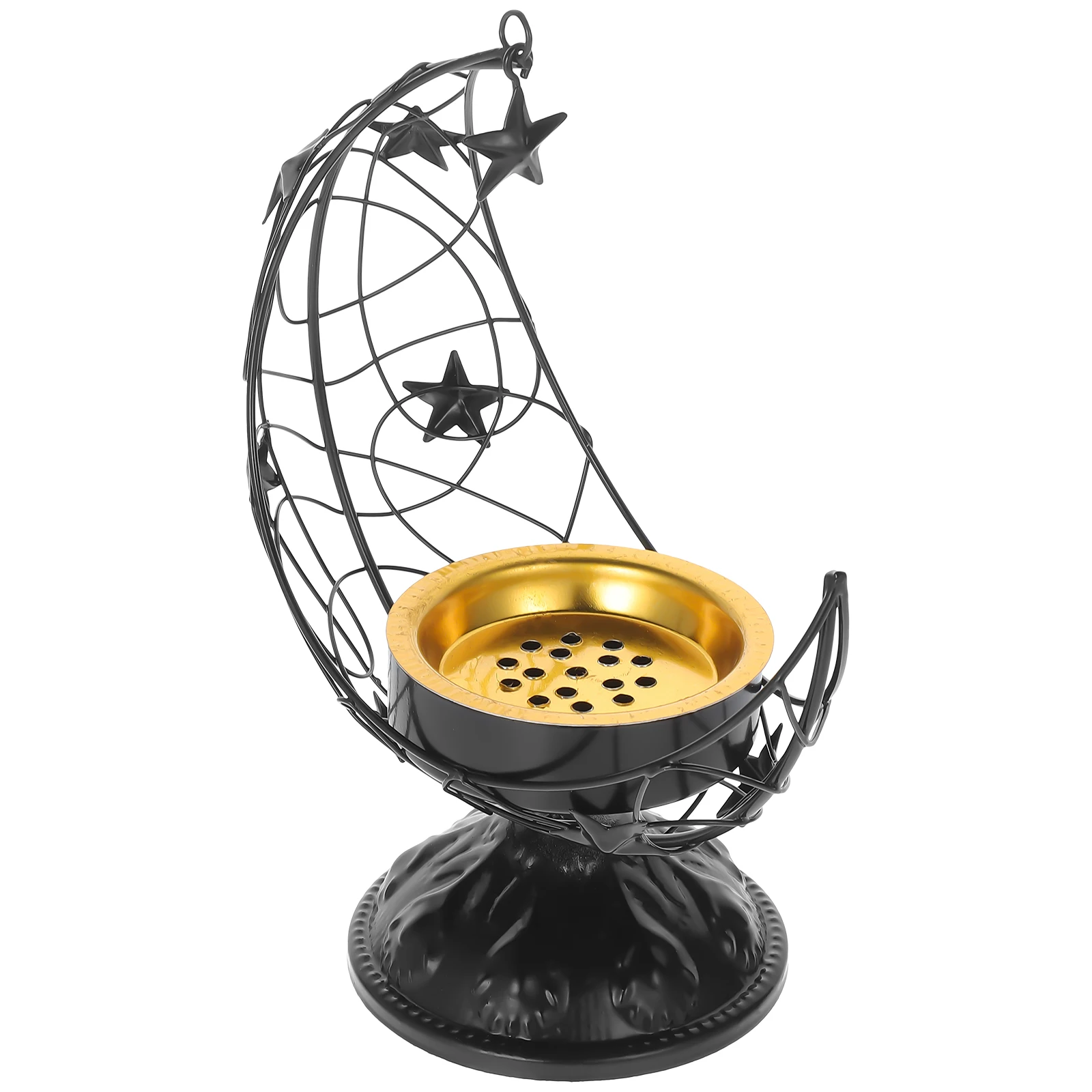 

Moon Shape Desktop Incense Burner European Style Sturdy Metal Censer Decorative Aromatherapy Furnace For Home Yoga Meditation
