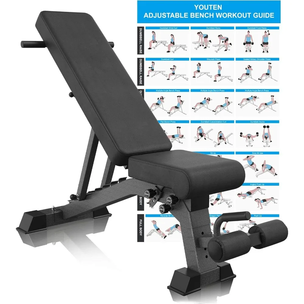 

1000 LB Weight Bench Heavy Capacity | 9-4-4 Almost 90° Adjustable Incline Decline Exercise Bench Press for Home Gym More Stable