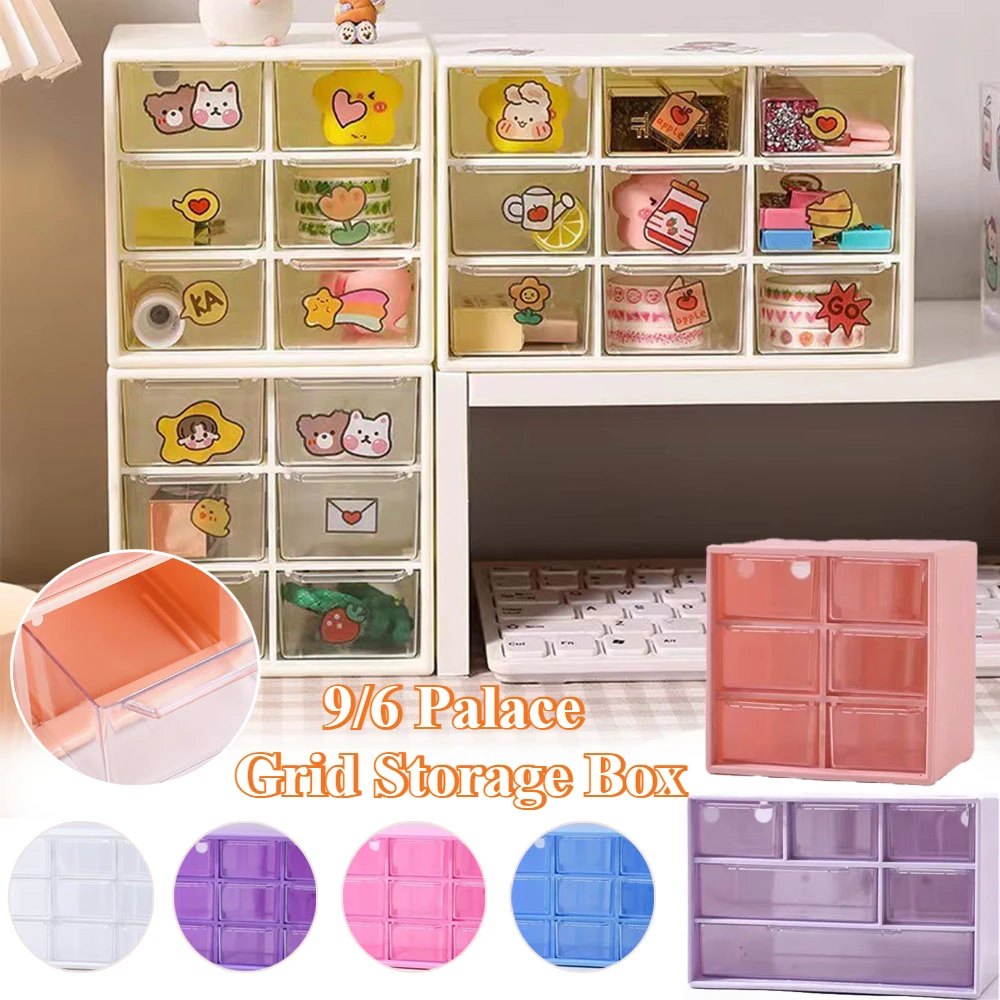 

Desk Storage for Mini Drawers Multi Layer Storage Box Jewellery Cosmetics Handy Storage Box Dust Tidy 9/6 Grid Home Organization