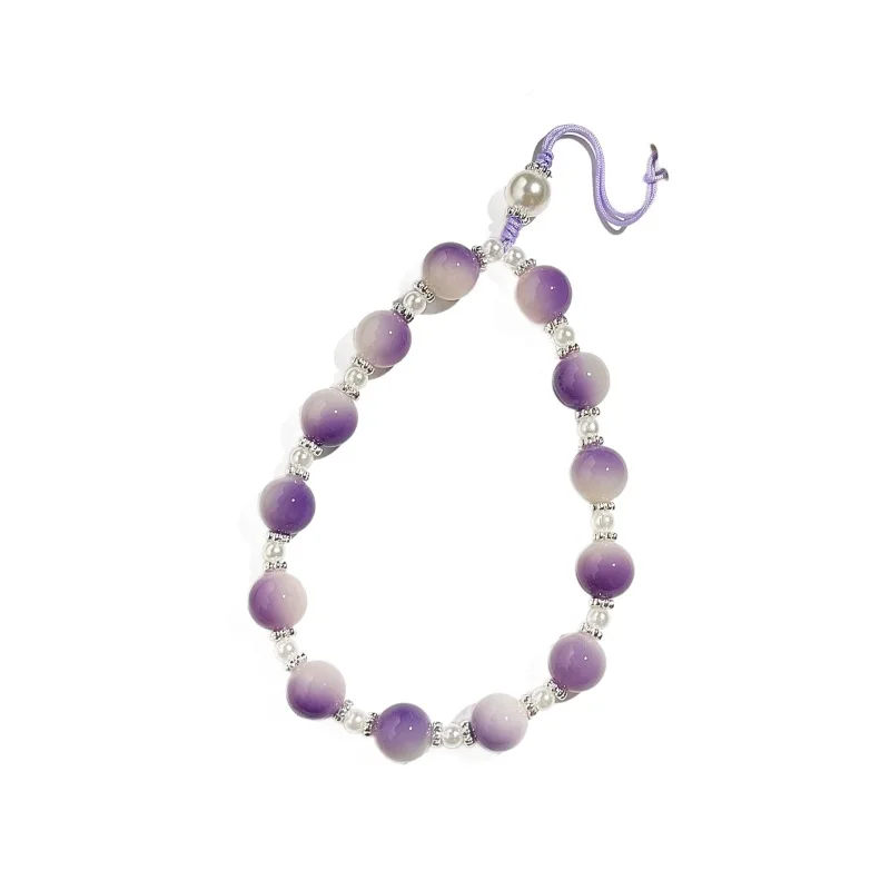Elegant Purple Bodhi Seed Phone Chain Wrist Lanyard for Women High End Delicate Phone Case Strap Charm Gifts