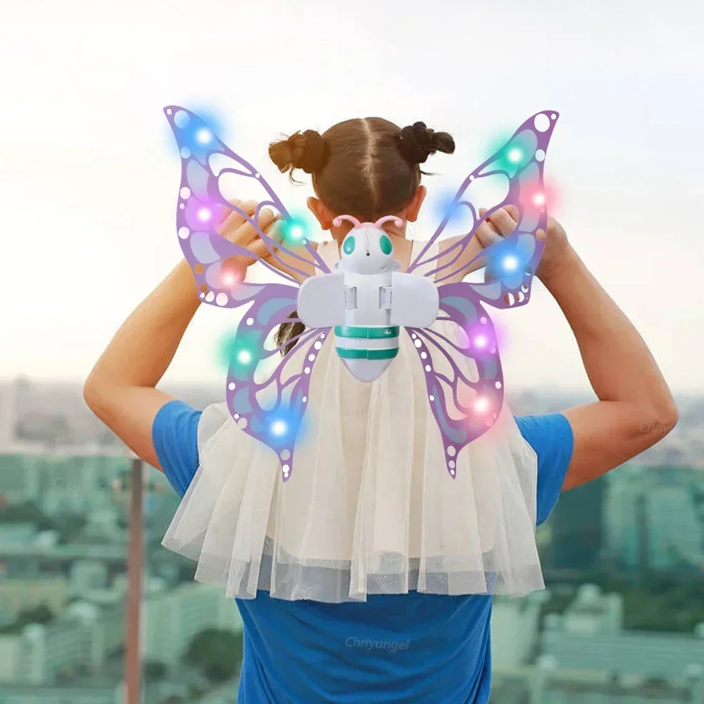 New Electric Butterfly Wing Back Decoration Fairy Girl Angel Wing Prop Children\'s Outdoor Glow Toy Educational Angel Girls Toy