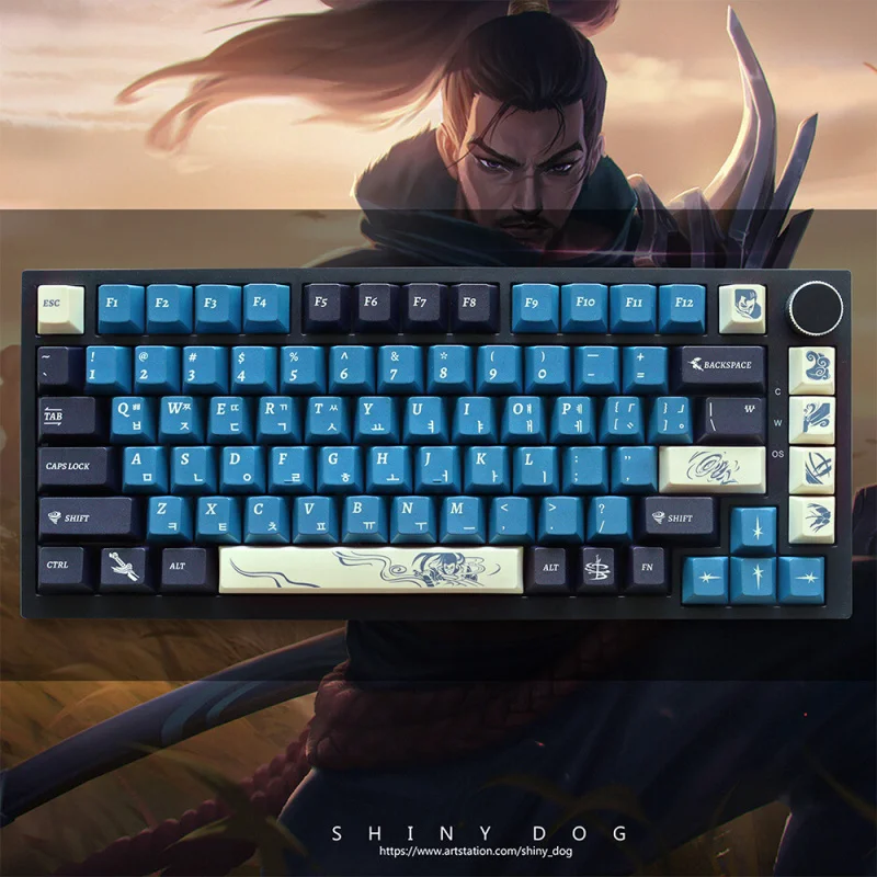 Korean game themeYasuoYaso keycapPBTFive-sided sublimation is suitable for cross-axis mechanical keyboardskeycap