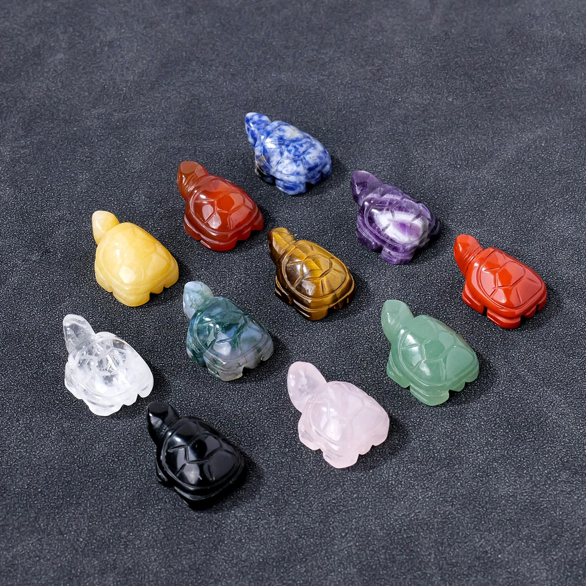 1pc Natural Crystal Mini Turtle Tortoise Statue Carved Reiki Healing Crystal Animal Figurine Crafts Home Decoration