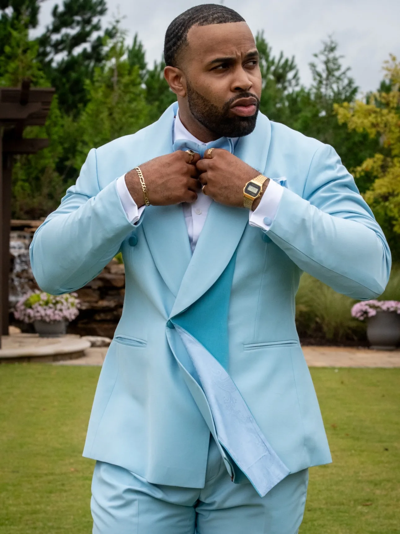 ชุดสูทผู้ชาย 2 ชิ้น เสื้อสูทและกางเกง กระดุมเดี่ยว ผ้าซาตินเนื้อบาง ปกคู่ ทรงเข้ารูป สำหรับงานธุรกิจ งานแต่งงาน ชุดเจ้าบ่าว