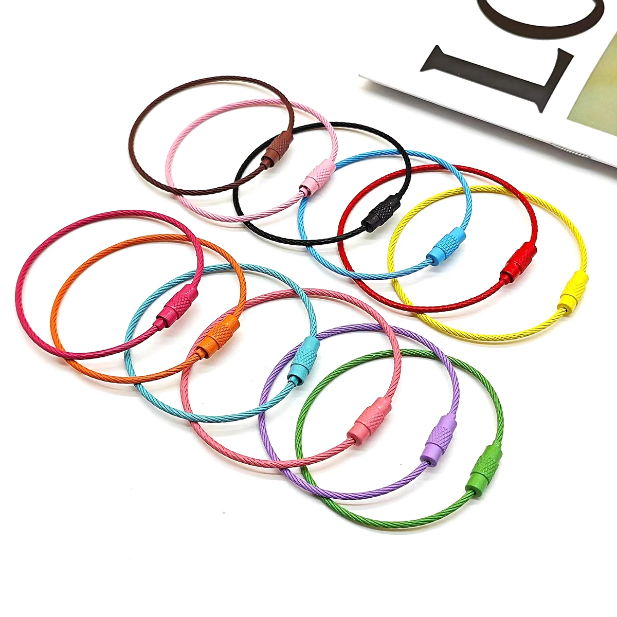 Colored baking paint candy color stainless steel Length 15cm key ring wire ring for key