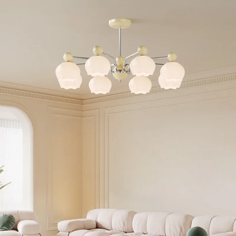 Puri French cream wind living room chandelier, high-end new hall full spectrum eye protection
