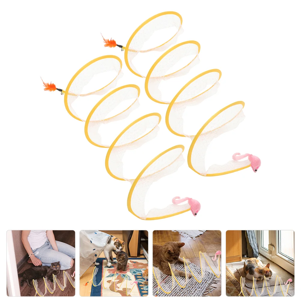 

Interactive Cat Toys for Indoor Cats Folding Tunnel Funny Kitten Scratching Steel Wire Playing