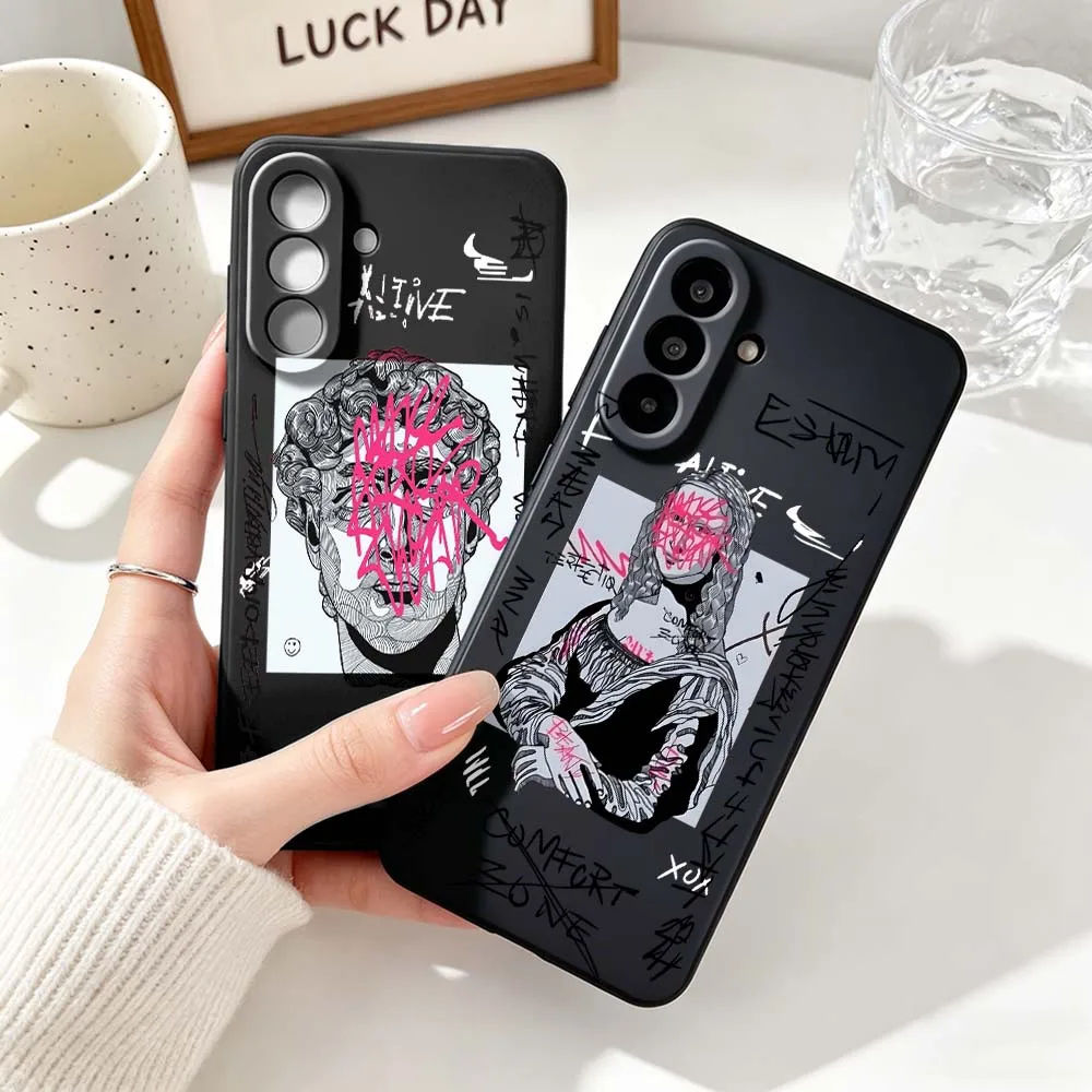 Cartoon Doodle Great Art Phone Case For Samsung Note 20 10 A73 A72 A71 A56 A55 A54 A53 A52 A51 A42 A41 A36 A35 A34 Black